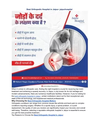 Best Orthopedic Hospital in Jaipurby jaipurhospital