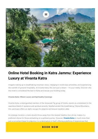 Online Hotel Booking in Katra Jammu Experience Luxury at Vivanta Katra