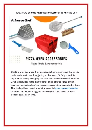 The Ultimate Guide to Pizza Oven Accessories by Alfresco Chef