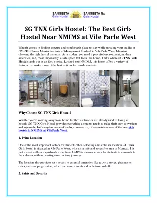 Comfortable and Secure Girls Hostel Near NMIMS at Vile Parle West