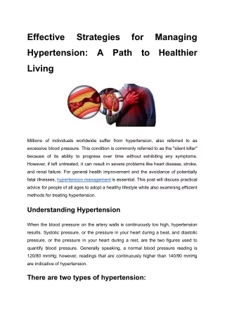 Effective Strategies for Managing Hypertension_ A Path to Healthier Living