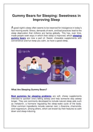 Gummy Bears for Sleeping: Sweetness in Improving Sleep