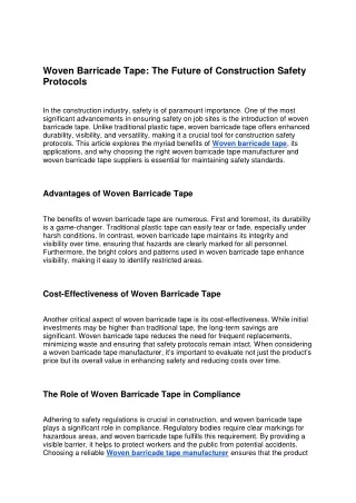 Woven Barricade Tape: The Future of Construction Safety Protocols