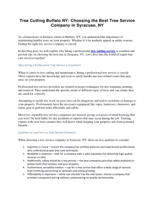 Tree Cutting Buffalo NY Choosing the Best Tree Service Company in Syracuse, NY