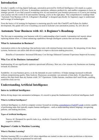 Automate Your Business with AI: A Beginner's Roadmap