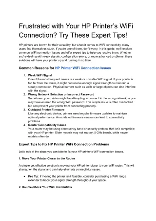 Frustrated with Your HP Printer’s WiFi Connection