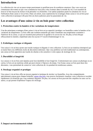Les avantages d'une caisse à vin en bois pour votre collection
