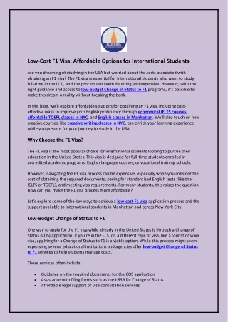 Low-Cost F1 Visa - Affordable Options for International Students