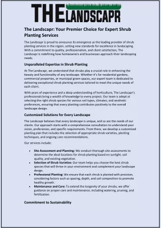 The Landscapr: Your Premier Choice for Expert Shrub Planting Services