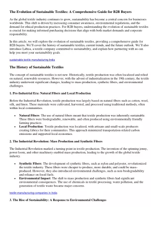 The Evolution of Sustainable Textiles A Comprehensive Guide for B2B Buyers