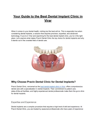 Your Guide to the Best Dental Implant Clinic in Virar