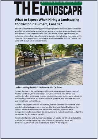 What to Expect When Hiring a Landscaping Contractor in Durham, Canada?