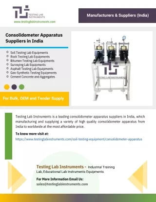 Consolidometer Apparatus Suppliers in India