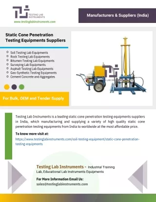 Static Cone Penetration Testing Equipments Suppliers