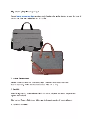Why buy a Laptop Messenger bag _