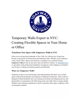 Temporary Walls Expert in NYC_ Creating Flexible Spaces in Your Home or Office