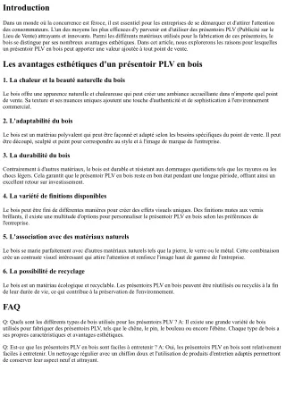 Les avantages esthétiques d'un présentoir PLV en bois dans un point de vente