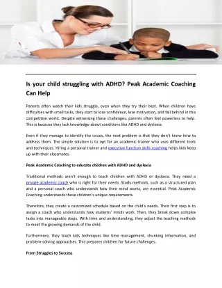 Is your child struggling with ADHD Peak Academic Coaching Can Help