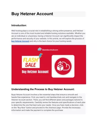 Buy Hetzner Account Bestdacchub