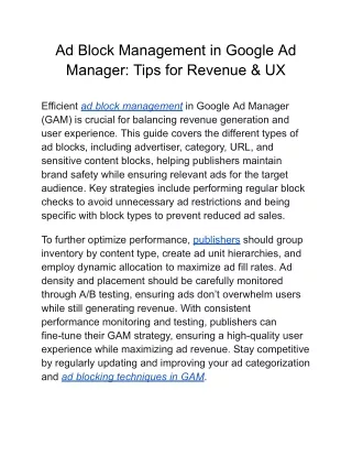 Ad Block Management in Google Ad Manager