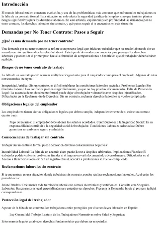 Demandas por No Tener Contrato: Pasos a Seguir