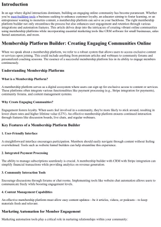 Membership Platform Builder: Creating Engaging Communities Online