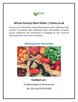 African Grocery Store Online | Fremu.co.uk