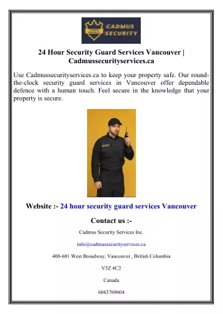 24 Hour Security Guard Services Vancouver   Cadmussecurityservices.ca