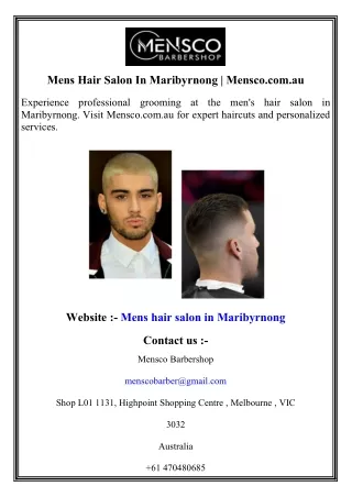 Mens Hair Salon In Maribyrnong   Mensco.com.au