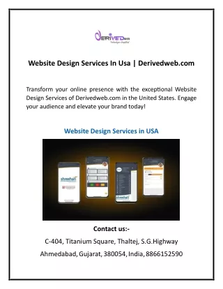 Website Design Services In Usa | Derivedweb.com