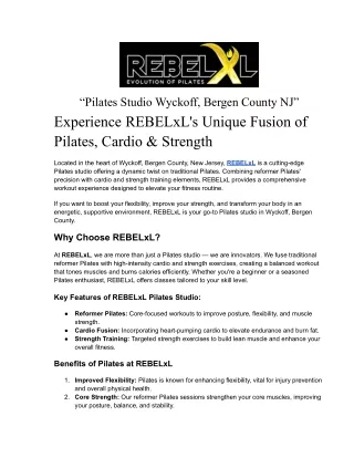 Pilates Studio Wyckoff, Bergen County NJ - Experience REBELxL's Unique Fusion of Pilates, Cardio & Strength