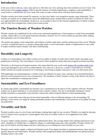 The Timeless Elegance of Wooden Watches: A Must-Have Fashion Accessory