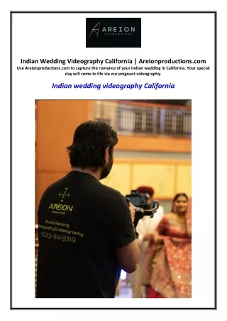 Indian Wedding Videography California | Areionproductions.com