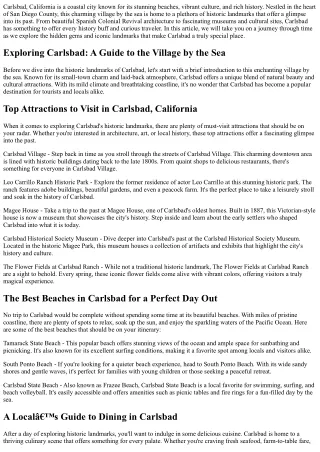Step Back in Time: Discovering Carlsbad’s Historic Landmarks