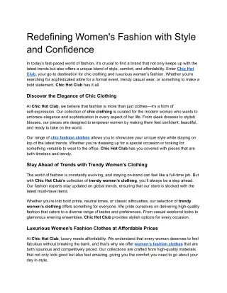 Redefining Womens Fashion With Style and Confidence