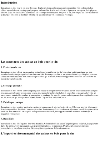 Les caisses en bois pour le vin : une solution écologique et durable