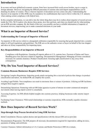 A Beginner's Guide to Importer of Record Services in the USA