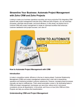 Streamline Your Business: Automate Project Management with Zoho CRM