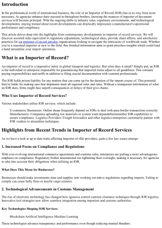 Highlights from Recent Trends in Importer of Record Services