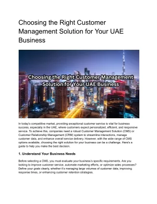 _Customer Management Solutions UAE