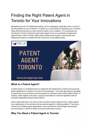 Patent agent toronto