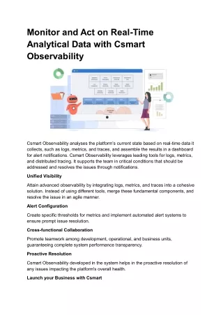 Monitor and Act on Real-Time Analytical Data with Csmart Observability