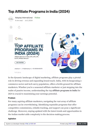 Top Affiliate Programs in India (2024)