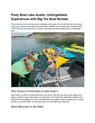 Party Boat Lake Austin_ Unforgettable Experiences with Big Tex Boat Rentals