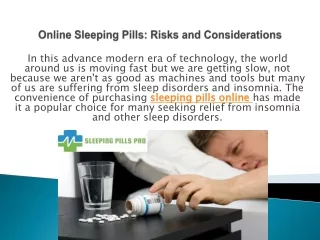 Online Sleeping Pills Risks and Considerations