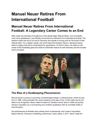 Manuel Neuer Retires From International Football