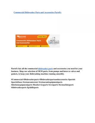 Commercial Dishwasher Parts and Accessories PartsFe