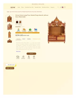 Divine Home Large Floor Rested Pooja Mandir without Door