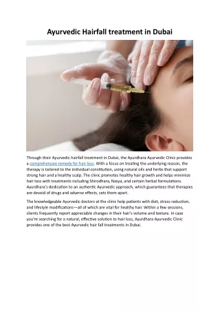 Ayurvedic Hairfall treatment in Dubai