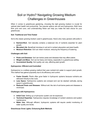 Soil or Hydro_ Navigating Growing Medium Challenges in Greenhouses